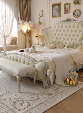 欧式家具实公主床1.8M奢华高档欧式木皮艺床卧GJU主婚别墅大平层