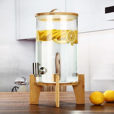 C2896冷壶家用玻璃龙头容加厚大量饮料桶耐高温果汁水桶热水桶凉