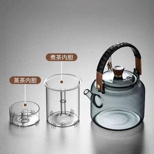 耐热玻璃煮火茶壶耐温明烧水壶蒸煮一体茶防壶简高约家用烫F070提