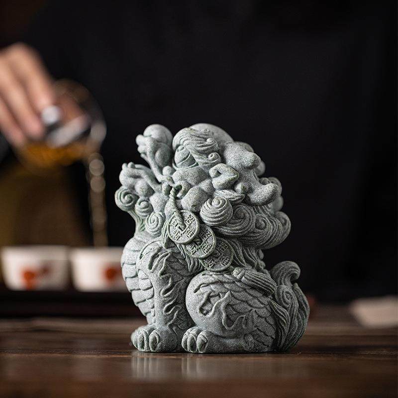 青tb-75394国潮风沙石茶宠茶桌缸摆桌件高端招财貔貅鱼造景办公家,家居饰品,装饰摆件,淘宝优惠券,粉丝福利购,淘宝优惠卷