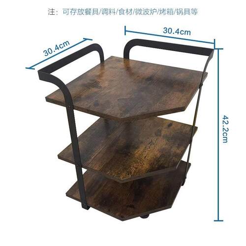 艺三安层厨房客厅置物架多功能台面调箱料铁烤储物架子免装无收纳