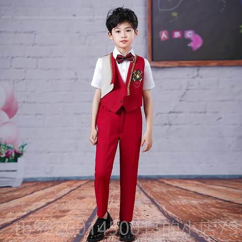 高档儿童男女大合唱演出歌英伦服风主持中小学生红朗诵比赛表演人