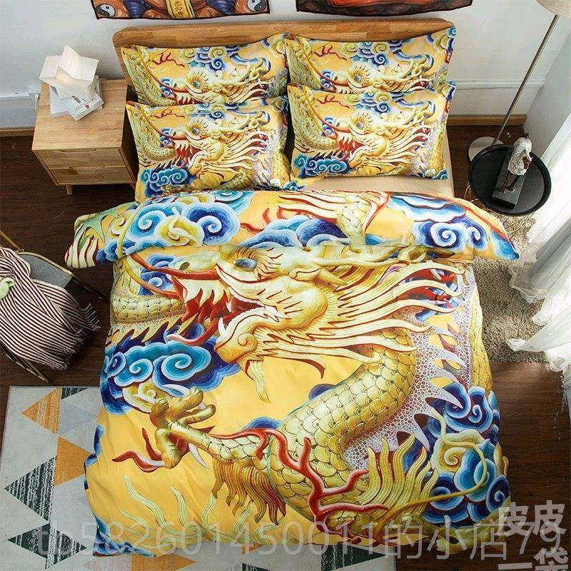 高档卡通3d个性四式床组蛇件品立体动老虎狮子物狼1.8米双人被套