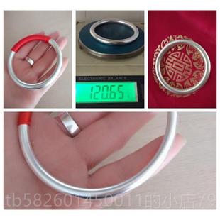 高档999纯银手镯女古法足银光圈妈手手工礼实心闭口男银环送妈女