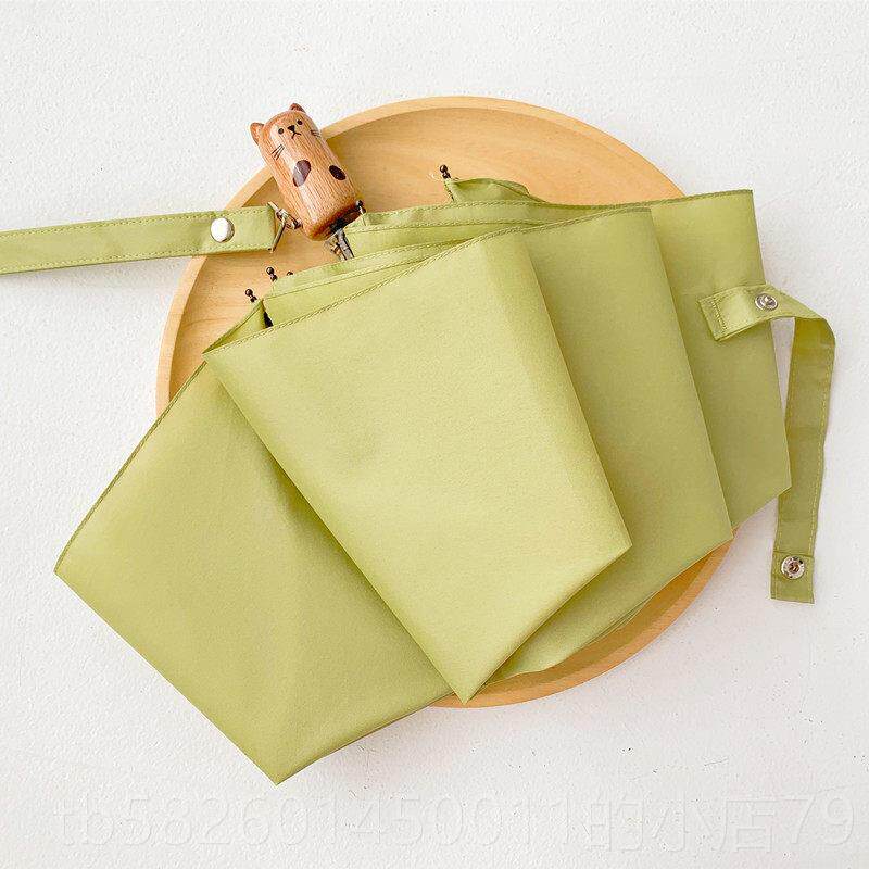 高档定制猫咪头柴犬情侣伞木手柄式日简约纯色晴伞抗雨UV防风雨伞