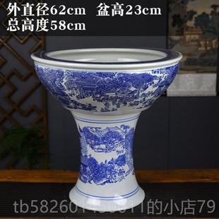 高档陶瓷青大花盆落地立柱式鱼缸特荷号睡金鱼缸莲碗莲花盆锦鲤室