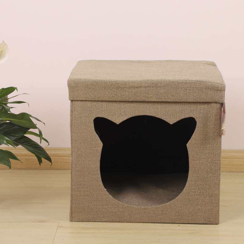 厂家 实木猫窝凳子封闭式人猫共用猫咪用品小幼猫屋房子四季通