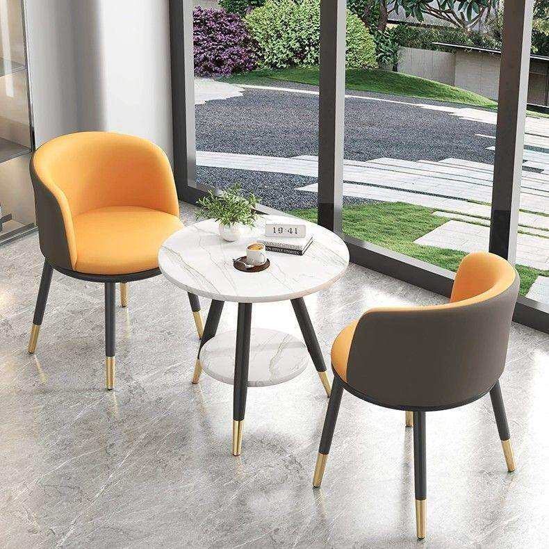 阳台小茶桌2025新款小型网红休闲圆桌茶几椅子组合套装接待洽谈桌