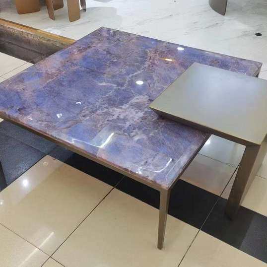 轻奢大理石组合方几系列佛山工厂直销古铜色不锈钢茶几家用茶几