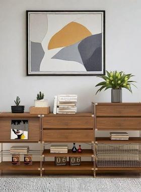 落地置物收纳柜中古风家具扫地机器人置物架客厅矮柜杂志柜陈列柜