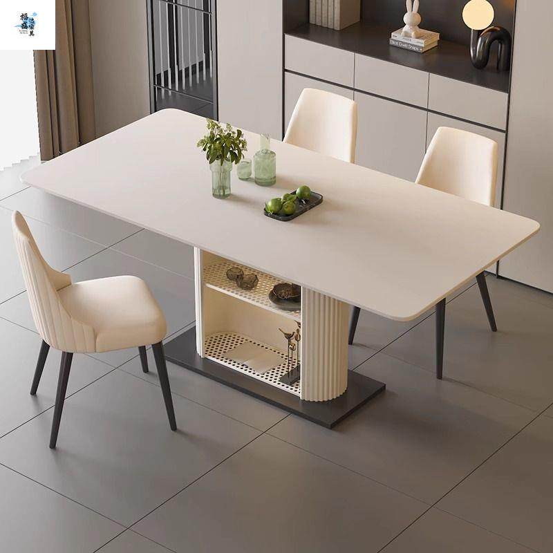 奶油风岩板餐桌法式家用轻奢现代极简带储物功能长方形餐桌椅组合,模玩/动漫/周边/娃圈三坑/桌游,模型制作工具/辅料耗材,淘宝优惠券,粉丝福利购,淘宝优惠卷