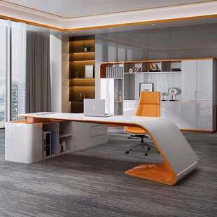 烤漆办公桌老板桌简约现代大班台总裁桌女经理办公桌主管桌椅组合