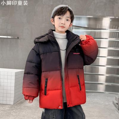 加厚连帽渐变棉服男童冬装