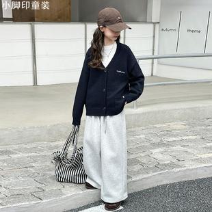 三件套装 20252025新款 阔腿裤 儿童洋气时髦中大童韩系针织开衫 秋装