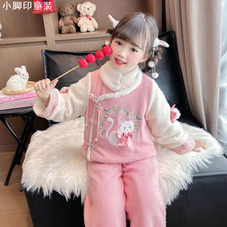 儿童加绒汉服冬装拜年套装