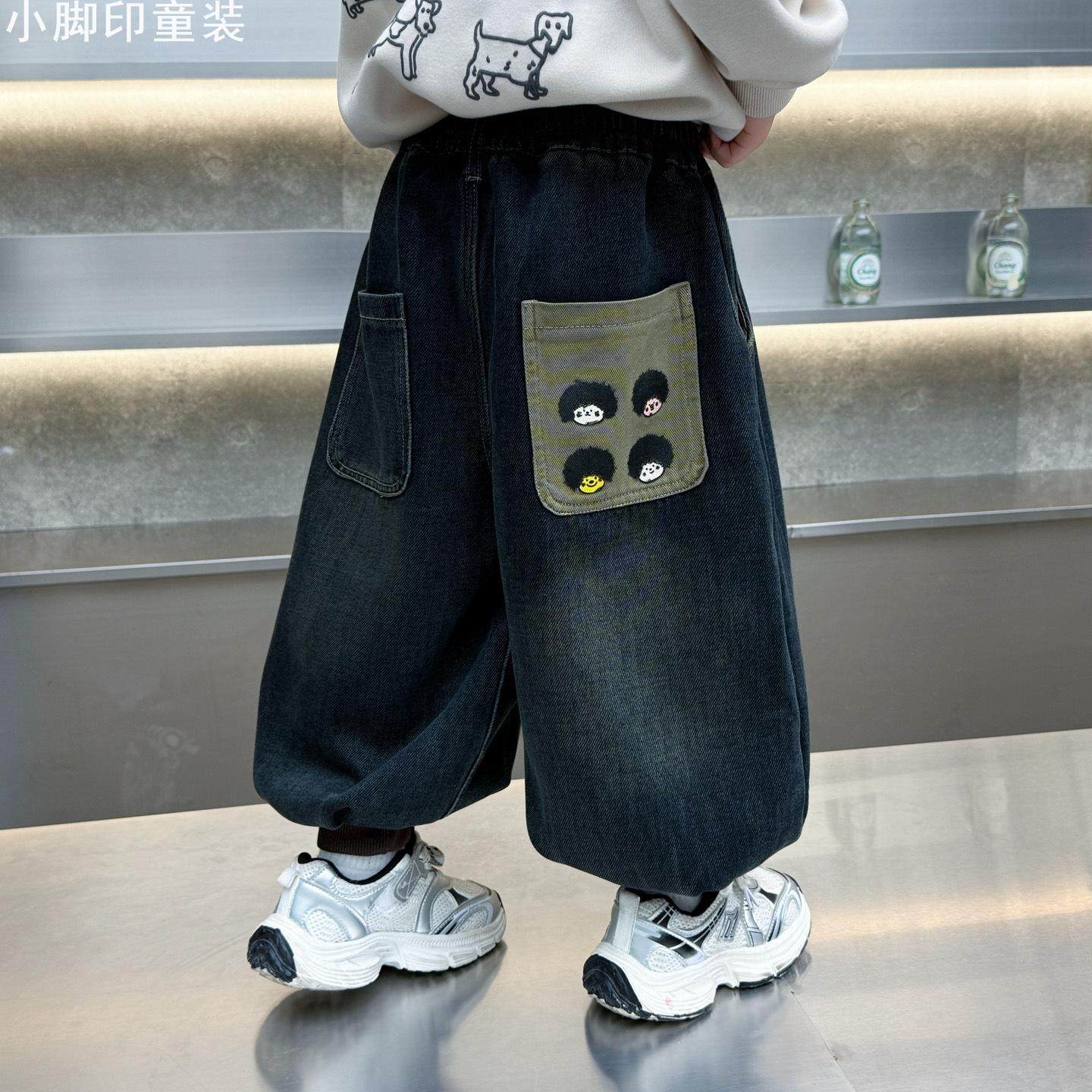 加绒牛仔裤秋冬童保暖裤