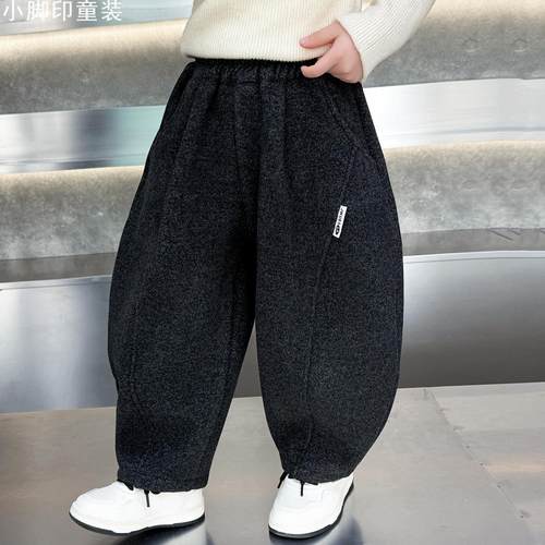 加绒弯刀裤男童冬装羊羔绒