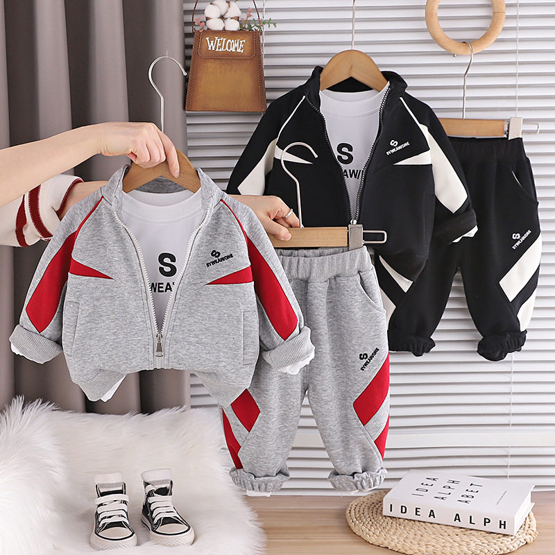 2025童春秋外套套装儿童运动立领三件套1一2-3岁宝宝休闲男孩衣服