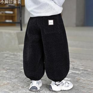 子秋冬款 加厚保暖休闲卫裤 中小儿童弯刀裤 宽松韩版 冬季 2025加绒裤
