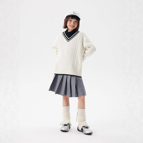 2025新款V领儿童羊毛毛衣
