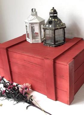 箱子实储箱复M377古舞台道具露营装饰摆件木翻物盖收木纳箱老式大