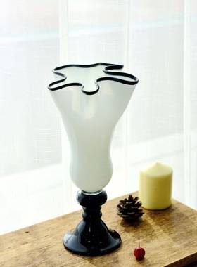 渐变手玻璃风花灯简瓶轻奢清新约创意艺术插花摆件装饰工AL708845