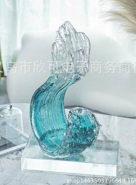 现轻奢琉璃艺财术风生起摆VJT件高代档居家水酒柜玄关办公室招装