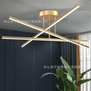 客厅吸顶灯现代约极简主42738卧室长线条房间灯简l吊ed灯灯灯