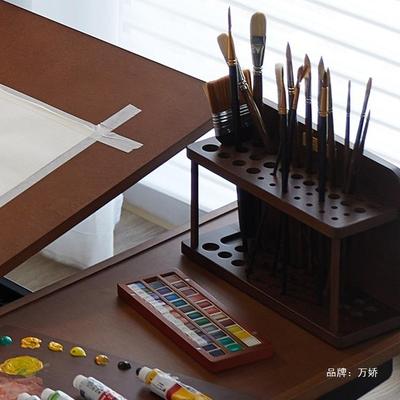 架意式古典见描述专业桌面大号实木收纳画笔笔毛笔架美术用生专绘