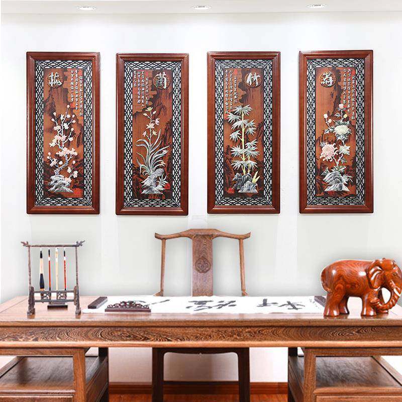 客厅装饰画实实木树脂浮雕画树脂浮雕0*49脂0仿玉树雕木框匾牌画