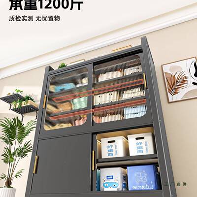 阳台物柜家用一体靠钢制推拉置门收储纳柜落地多层防水墙防SNC晒