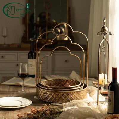 工美式乡村复A2847古铁艺摆件可风壁挂宿装饰花篮业金属工民艺品