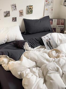 新款色双20241128纯四件套男女生宿舍三件套简约拼家用床品套件风