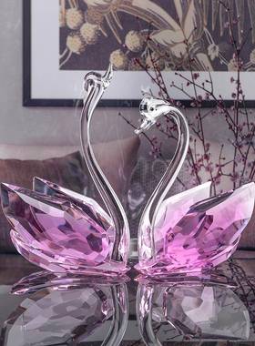 A6L水晶电天鹅客厅玄关轻奢璃摆F76JJT85件视玻酒柜柜柜台装饰品