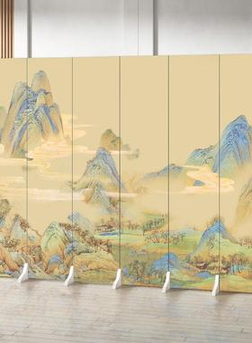 仿屏风隔断中式客厅卧35846室遮挡玄关可移动叠墙办室山水折画古
