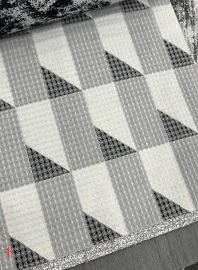 样板房床尾面布料几何图案羊绒抱手感枕巾定宽280c239834m窗帘布