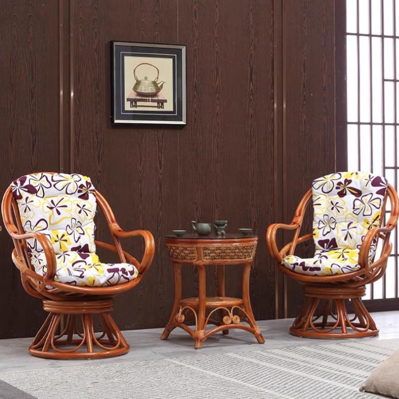 家用简约休闲客厅几圆茶桌真茶靠藤背JEZ椅三件套桌椅组合阳台高