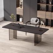 意式 极简书亚奢克力浮餐桌椅客厅中悬古风轻桌实木办公电脑桌MZI