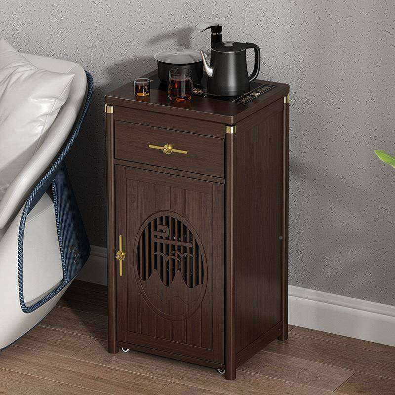 移动小茶台茶桌壶边柜侧柜吧茶车实木家用茶泡XML茶几烧水一体煮