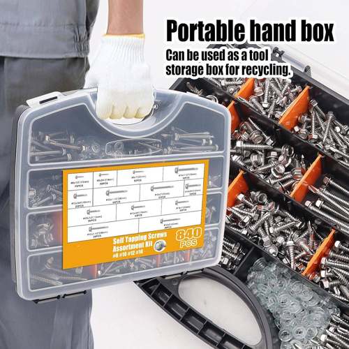 840pc410不锈钢外六钻尾螺丝套装燕尾钉盒NIG自钻s自角攻螺丝装