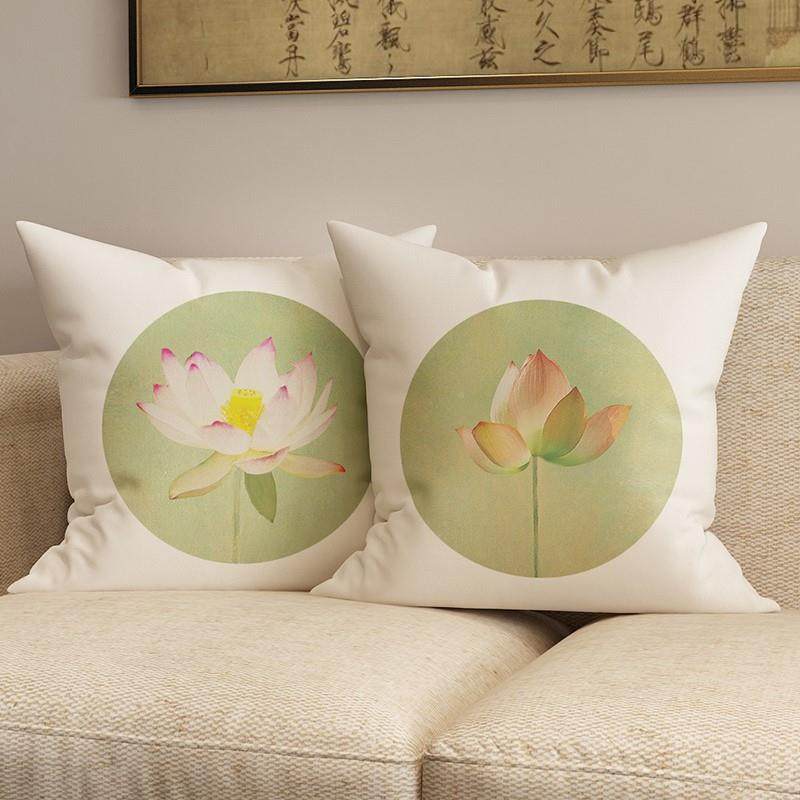 中国风发ltao1017沙抱枕靠长方形垫椅子客厅中拆式头实木沙发床可