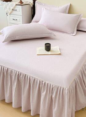 冬A棉遮质加厚磨毛床裙单件类棉质纯色床裙罩丑F9966T6H下摆床季