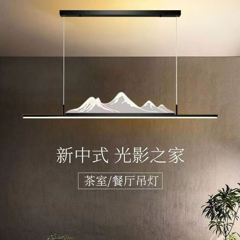 宋氏美学餐吊灯创意餐桌主灯饭厅简约长条山水新中式餐厅灯茶台灯