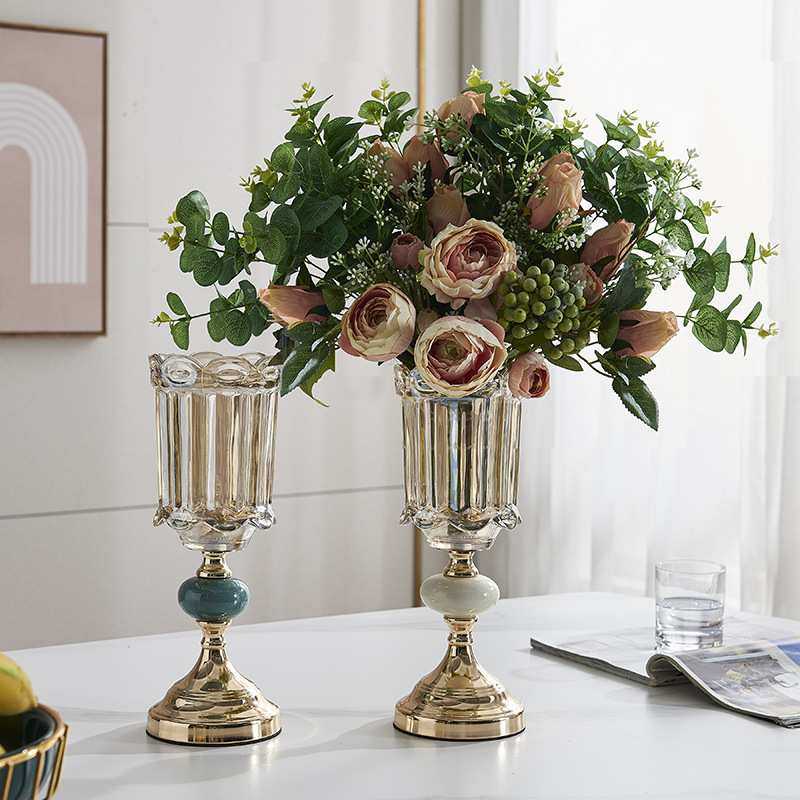 欧式轻奢花假花花瓶花艺客厅电视柜餐桌玻璃装饰插花摆件,模玩/动漫/周边/娃圈三坑/桌游,模型制作工具/辅料耗材,淘宝优惠券,粉丝福利购,淘宝优惠卷