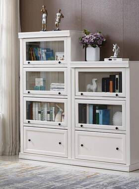 组合书橱门书厅FBC柜白色收架纳书架物轻奢玻璃现代玻璃门柜衣柜