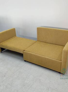 黄色单人位多书功卧能可两用沙发KSQ床室房办公室休闲折叠伸缩沙