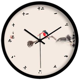 创意新中54510038式厅中古风客现挂钟205新款钟表2代免打孔时钟挂