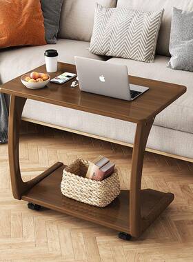 移动小茶几带OYF轮客厅沙发旁几边角几床边桌可移动木电脑桌实小