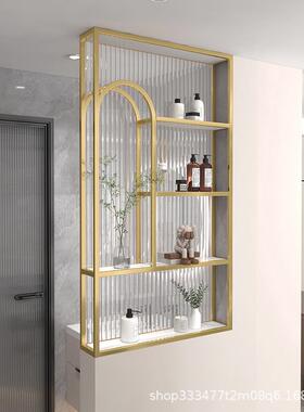 现代卫生间半墙屏风锈34571物架客玻厅置卧室办公室简约璃不钢铁