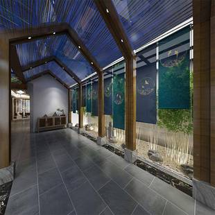 中式卷帘遮光窗帘客半透玄茶关NCV新隔断帘装饰室酒店办公室屏风